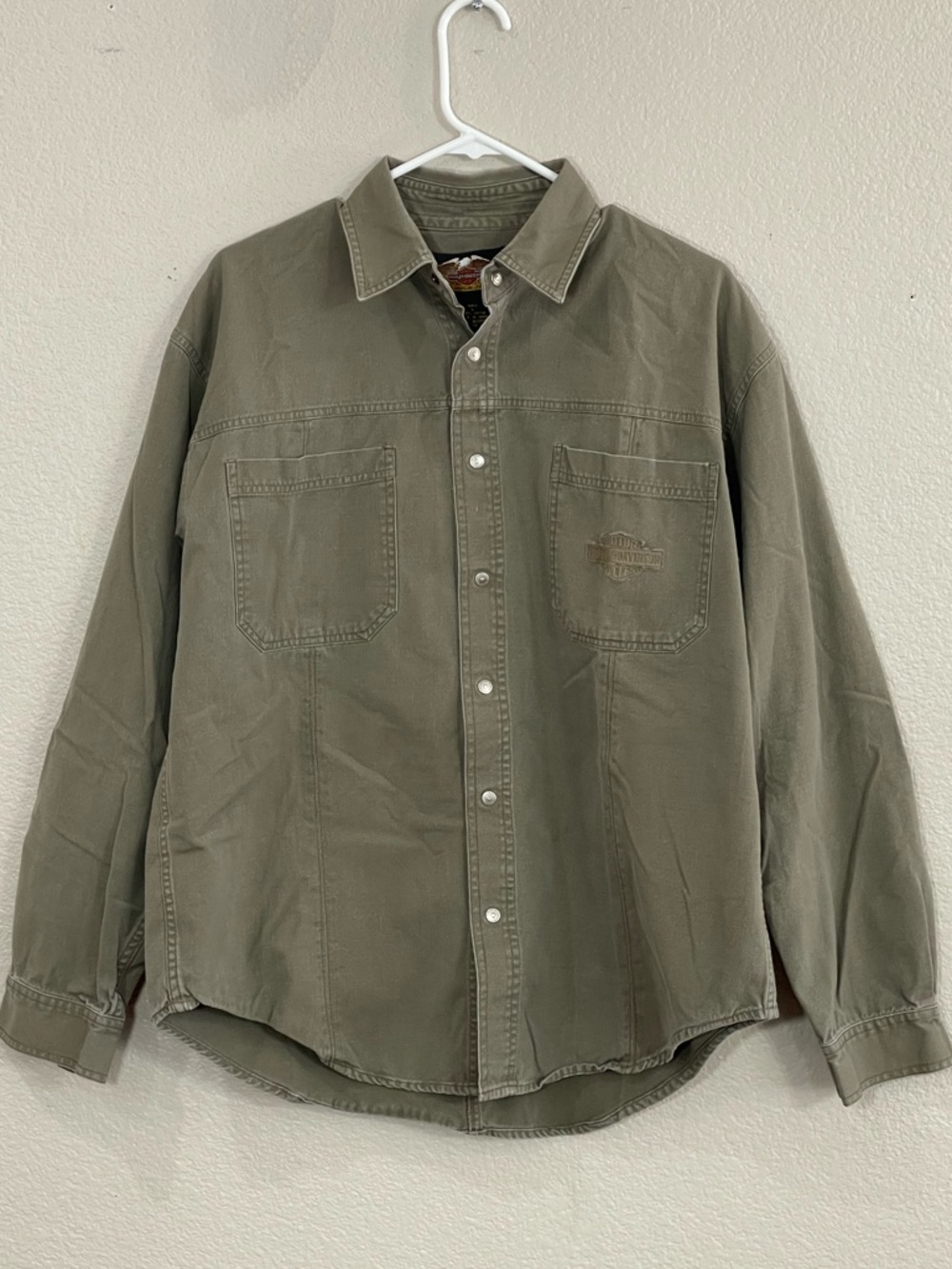 Harley Davidson Olive Workwear Button-Up Shirt Men’s size large